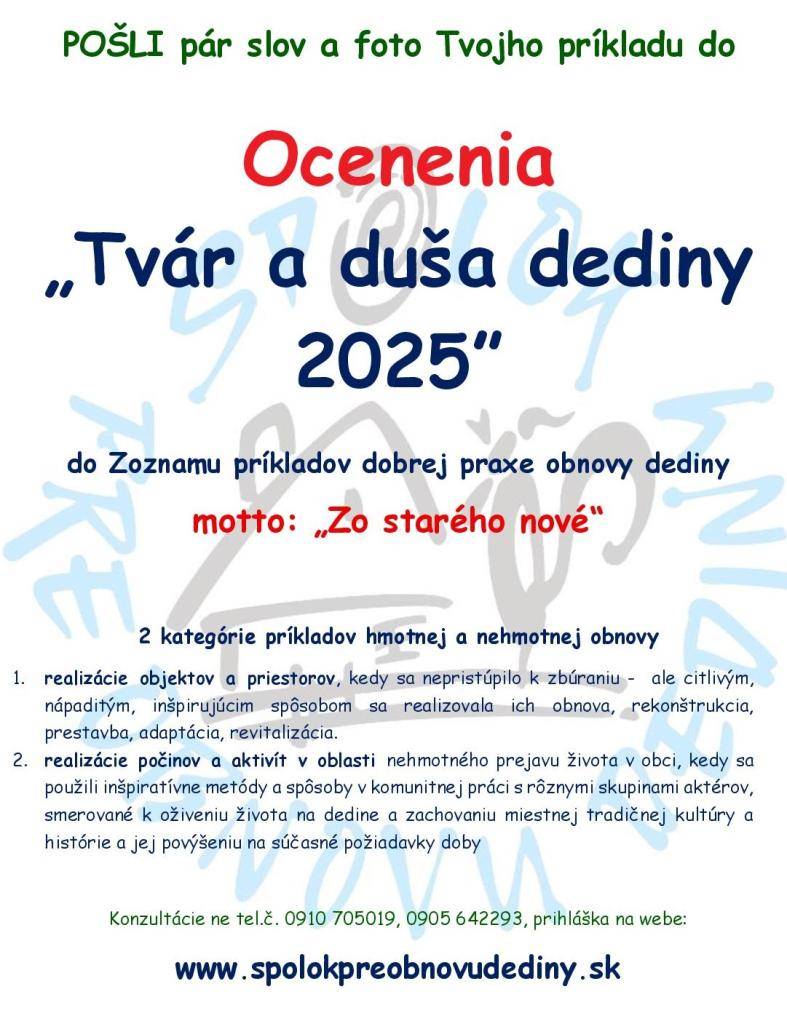 Ocenenie „Tvár a duša dediny 2025“