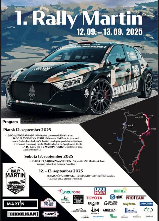 Rally Martin 2025 - info, zmeny spojov a uzávierky ciest