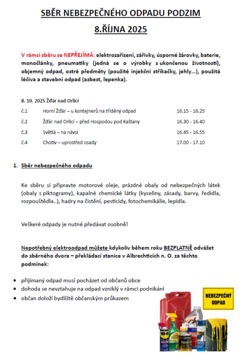 SBĚR NEBEZPEČNÉHO ODPADU PODZIM 2025