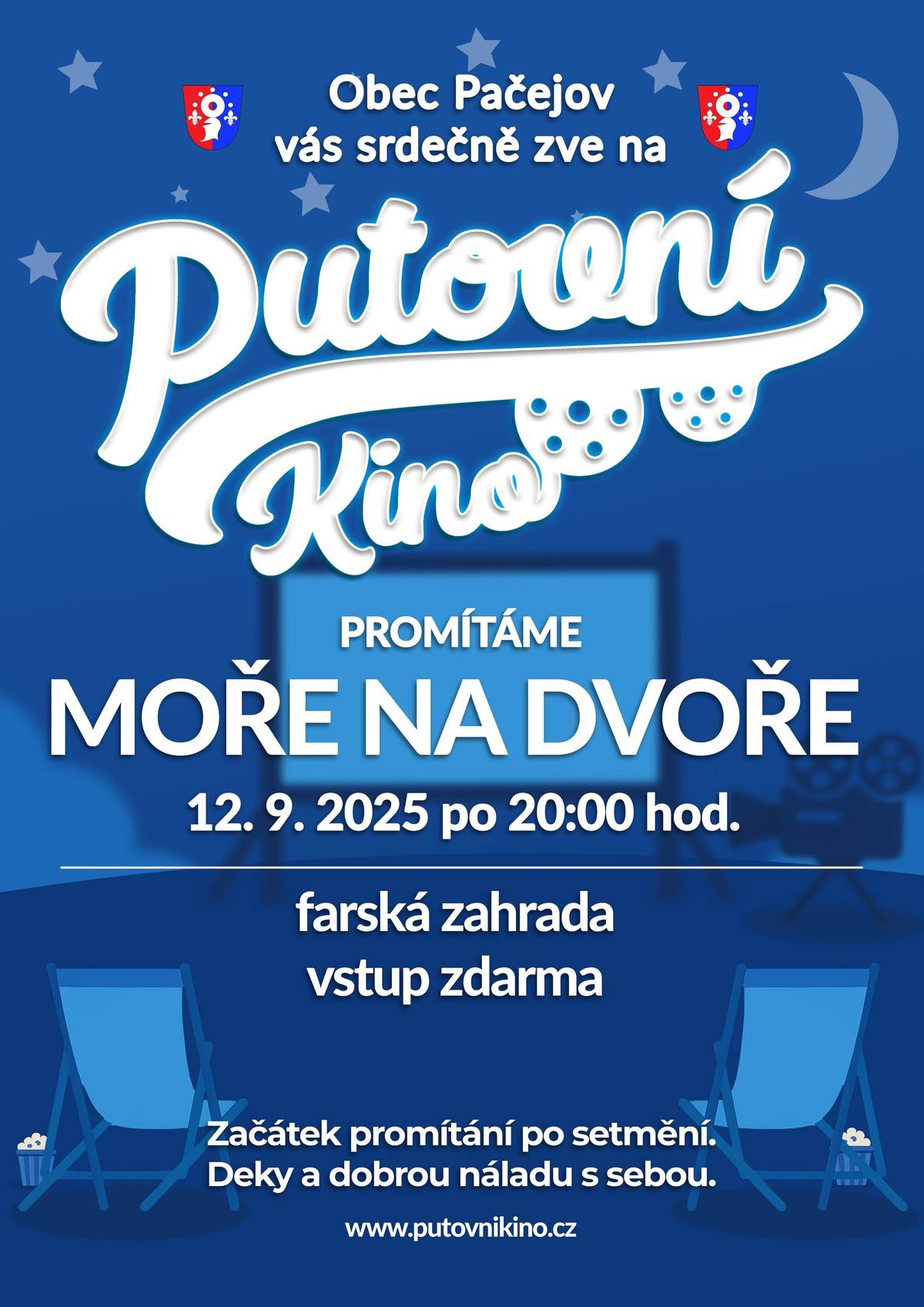 Srdečně zveme do letního kina na farské zahradě již zítra  v pátek 12. září od 20:30 hod. Promítán bude film "Moře na dvoře". Vstup zdarma!
