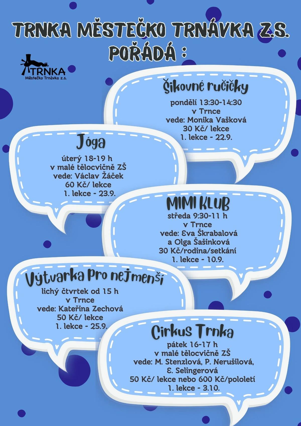 Nabídka volnočasových aktivit od TRNKY.