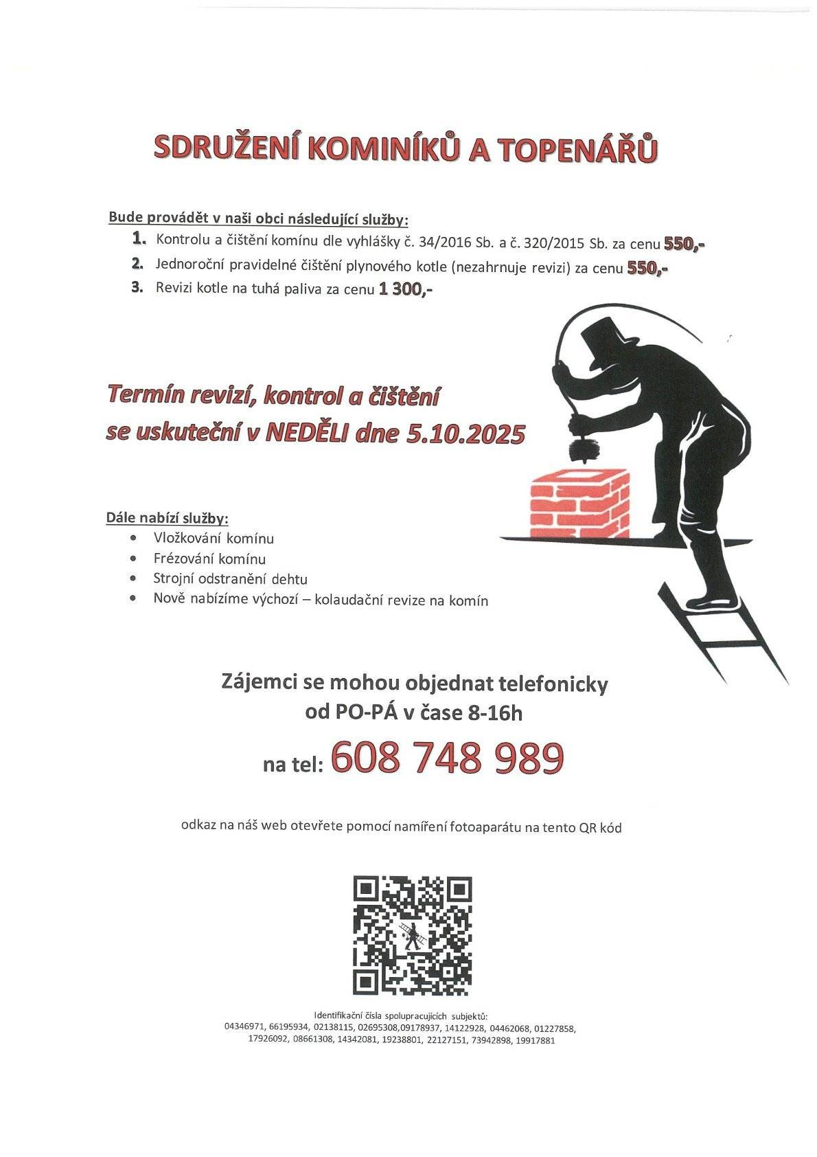 Kominík navštíví obec Karlík v neděli 5.10.2025