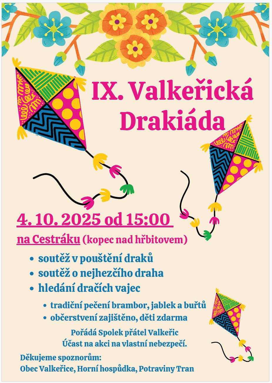 Nechte se pozvat na  IX. Valkeřickou drakiádu.