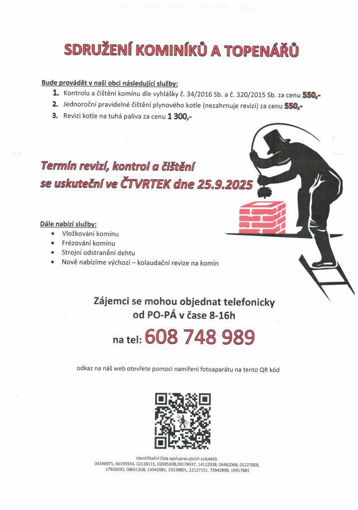 Čtvrtek 25. 9. 2025. Objednávky na tel. 608 748 989