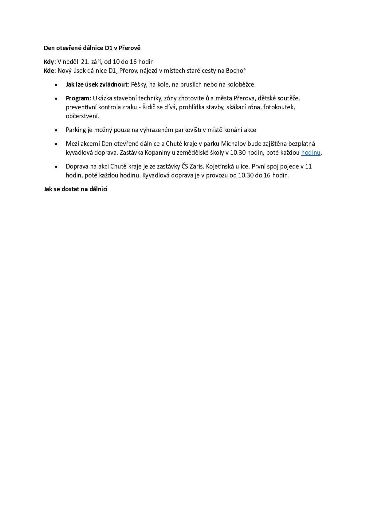 Den otevřených dveří na D1 v Přerově