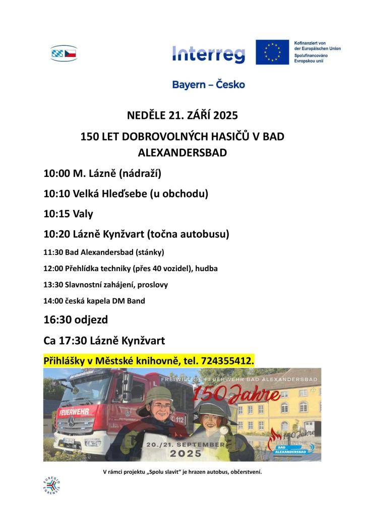 Přihlášky na výlet v Městské knihovně nebo na tel. 724 355 412. Počet míst omezen.