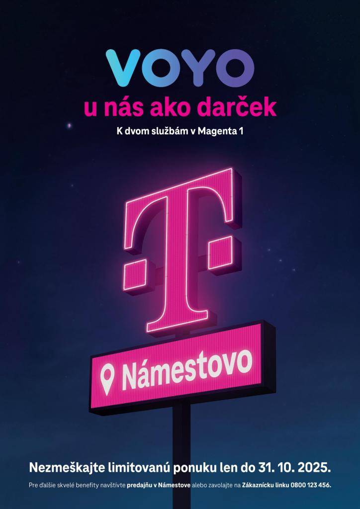 Vážení občania,  na darčeky nemusíte čakať do Vianoc. Telekom má pre vás jeden už teraz.  Stačí, ak si vezmete dve rôzne služby v rámci Magenta 1, a získate streamovaciu službu Voyo ako darček. Užite si prístup k filmom, seriálom či športovým prenosom, kedykoľvek máte chuť.