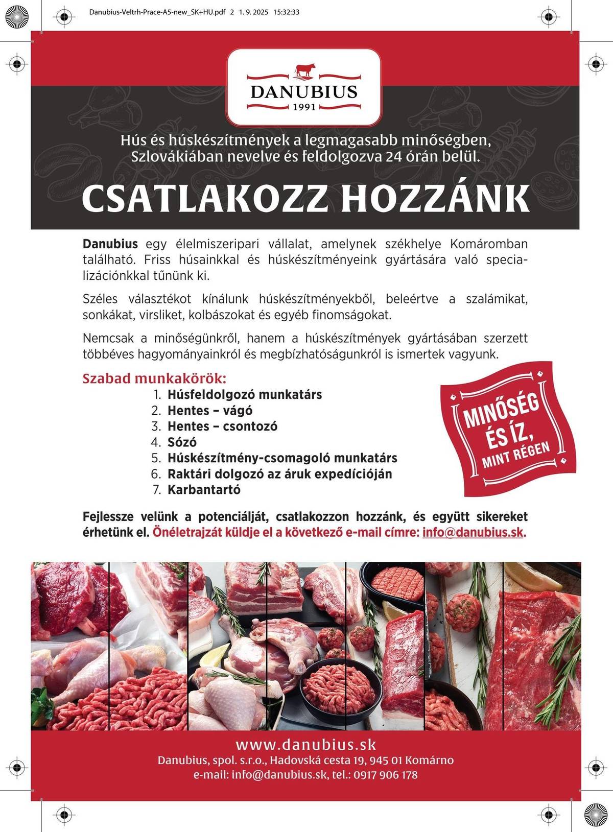 Pracovná ponuka/Danubius - Állásajánlat / Danubius