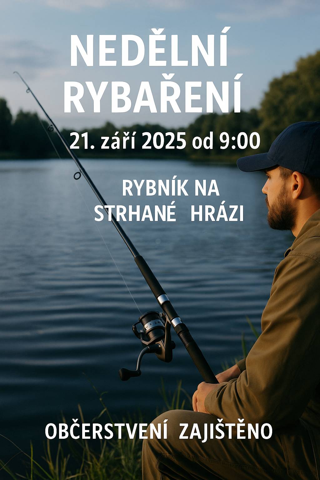 🎣 NEDĚLNÍ RYBAŘENÍ 🎣 Zveme všechny milovníky ryb a přírody na nedělní rybaření! 📅 Neděle 21. září 2025 🕘 Začátek v 9:00 📍 Rybník na Strhané hrázi Přijďte si užít pohodový den u vody – chytit si svoji rybu, popovídat si s přáteli a načerpat klid z přírody. 🥤 Občerstvení je zajištěno! Vezměte rodinu, kamarády i dobrou náladu a dorazte. Těšíme se na vás!