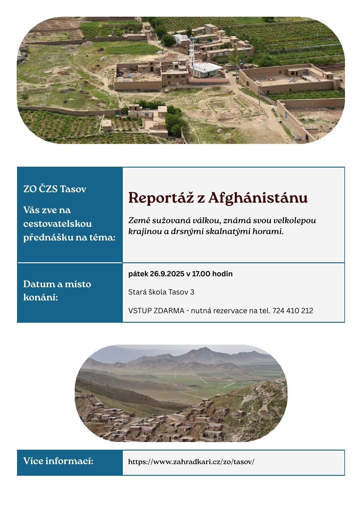 🌄Přijměte pozvání na cestovatelskou přednášku o Afghánistánu v pátek 26. 9. 2025 v 17h ve staré škole 📞nutná rezervace na tel. 724 410 212 z důvodu omezené kapacity prostor