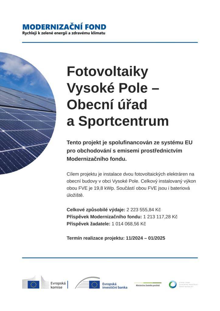 Publicita - Fotovoltaiky Vysoké Pole - Obecní úřad a Sportcentrum