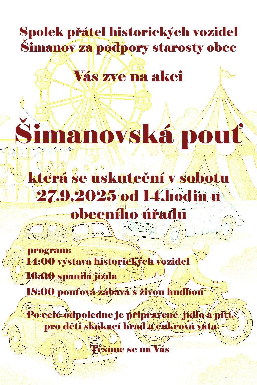 V sobotu 27.září od 14.hodin u obecního úřadu v Šimanově