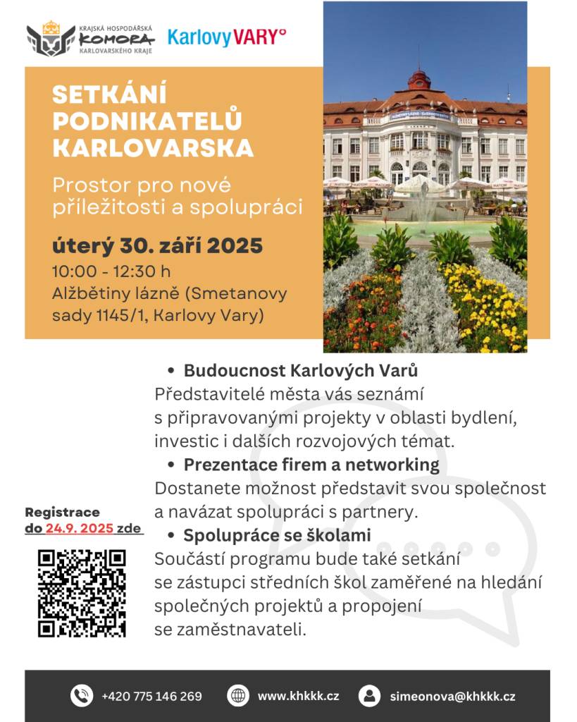 úterý 30.9.2025   10:00 - 12:30 h  Alžbětiny lázně  Karlovy Vary