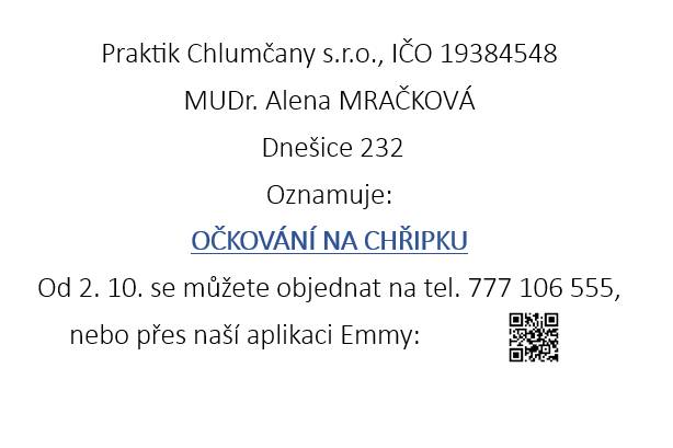 Praktik Chlumčany - očkování na chřipku.