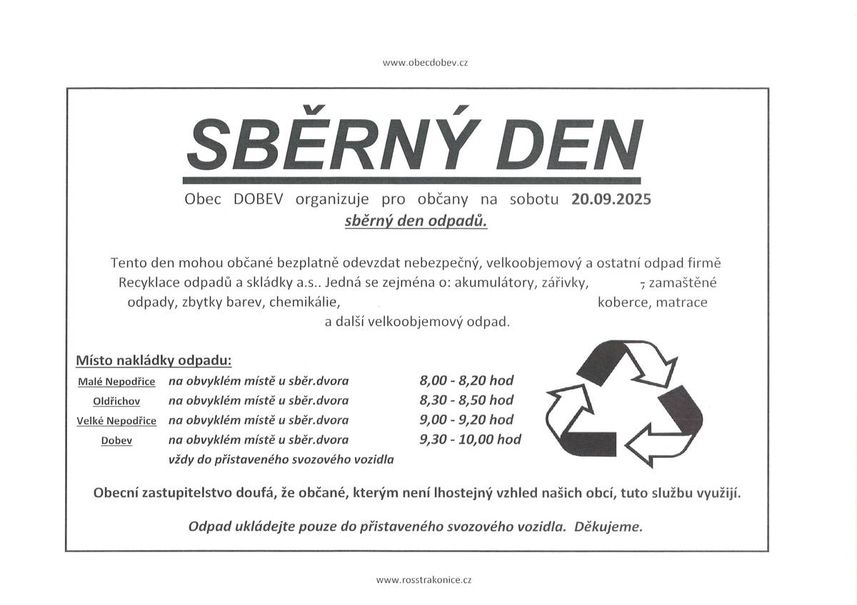 Svoz nebezpečných odpadů, 20. 9. 2025