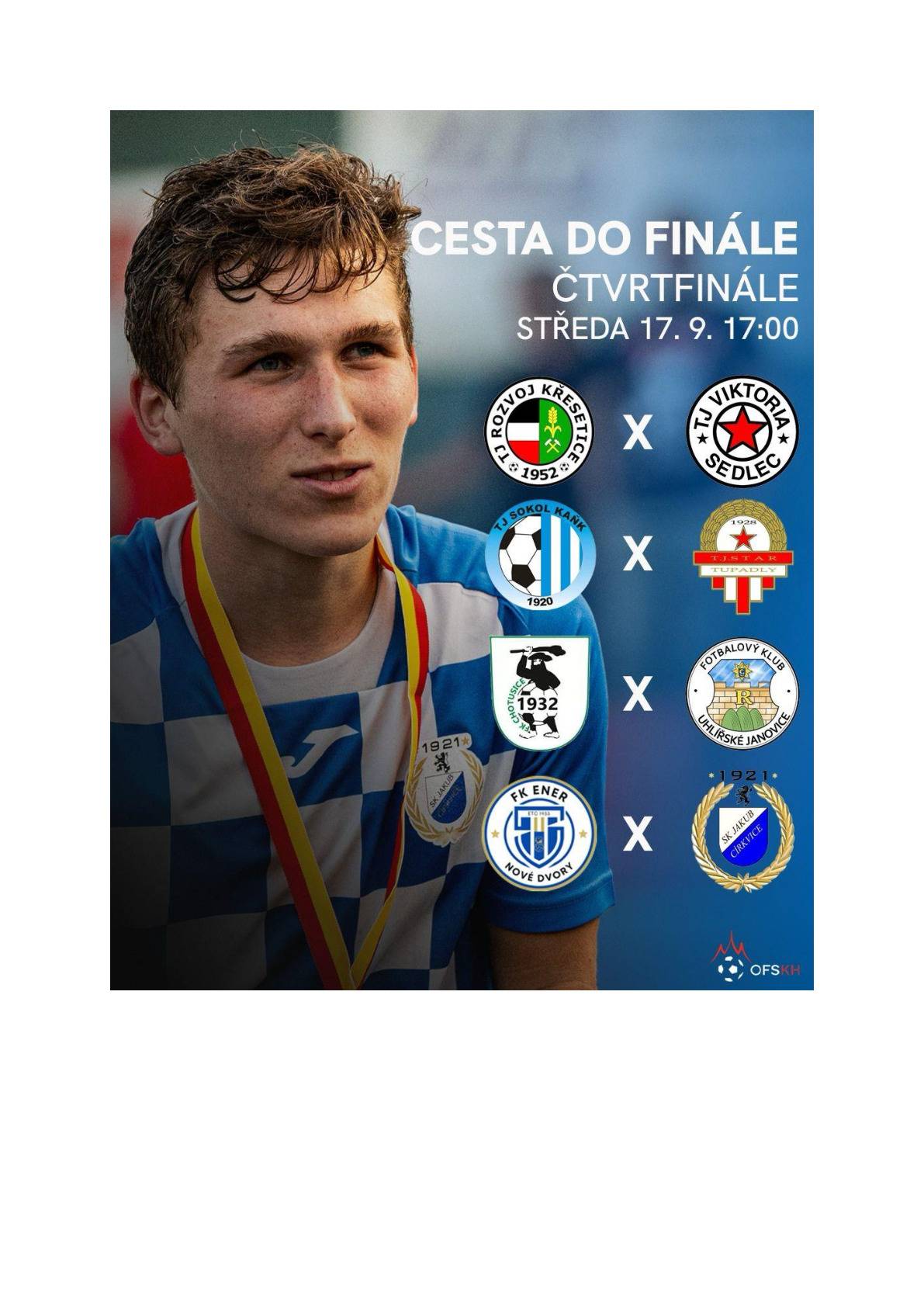 Vážení ⚽️ fotbaloví příznivci,    💛💚 FK Chotusice 1932 💛💚 vás tímto zve na čtvrtfinále poháru OFS o "Stříbrný míč" a to ve středu 17.9.2025 ve sportovním areálu Chotusice:   ⚽️ST 17.9.2025 od 17:00 pohár OFS muži // FK Chotusice - FK Uhlířské Janovice "B"   Těšíme se na vaši podporu a účast 👏💪💛💚   Občerstvení zajištěno !!   💛💚 FK Chotusice 1932 💛💚