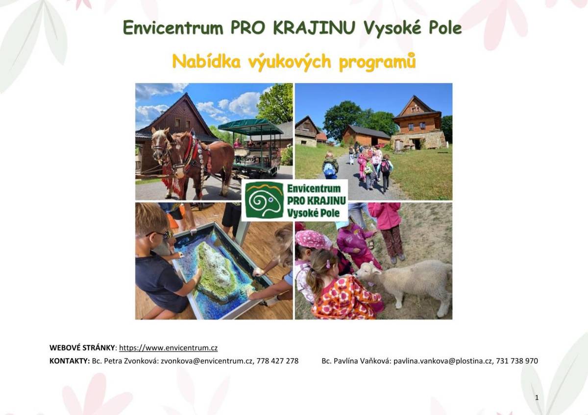 Připravili jsme pro Vás novou brožuru s nabídkou všech našich vzdělávacích programů.   Nově je také možnost online objednání programů přes rezervační systém.