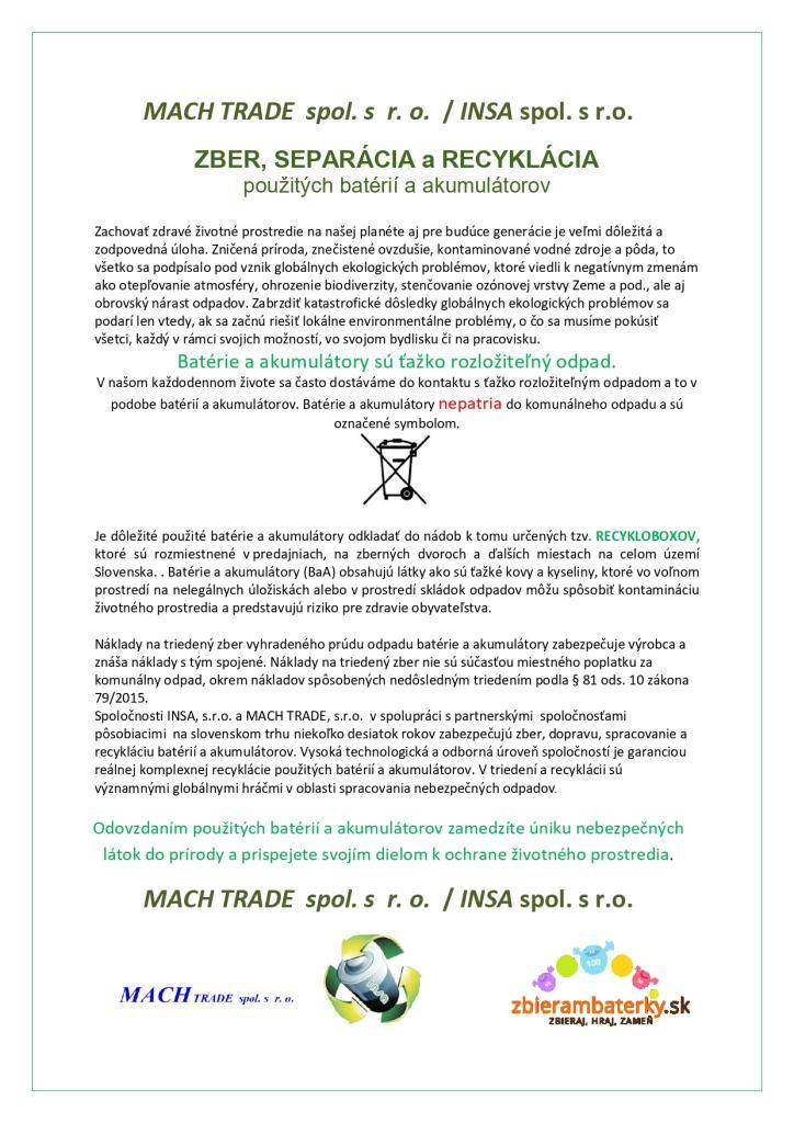 Zber, separácia a recyklácia použitých batérií a akumulátorov