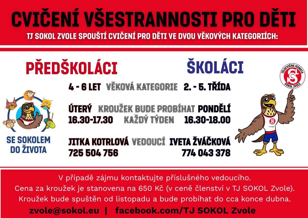 Cvičení všestrannosti pro děti TJ Sokol Zvole