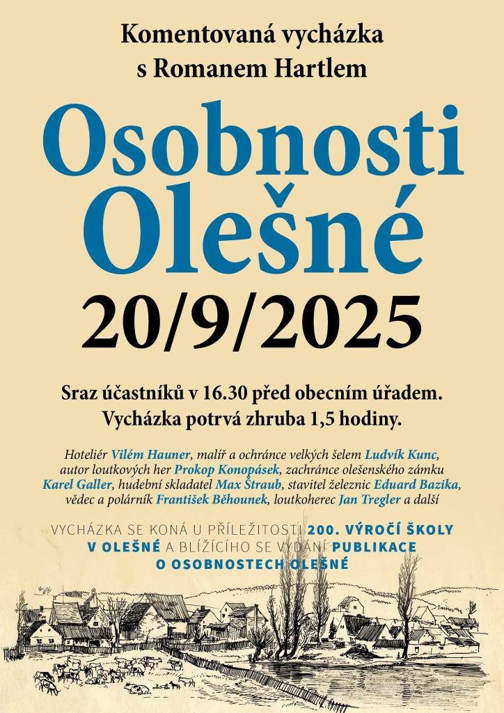 20.9.25, v 16,30 před obecním úřadem Olešná