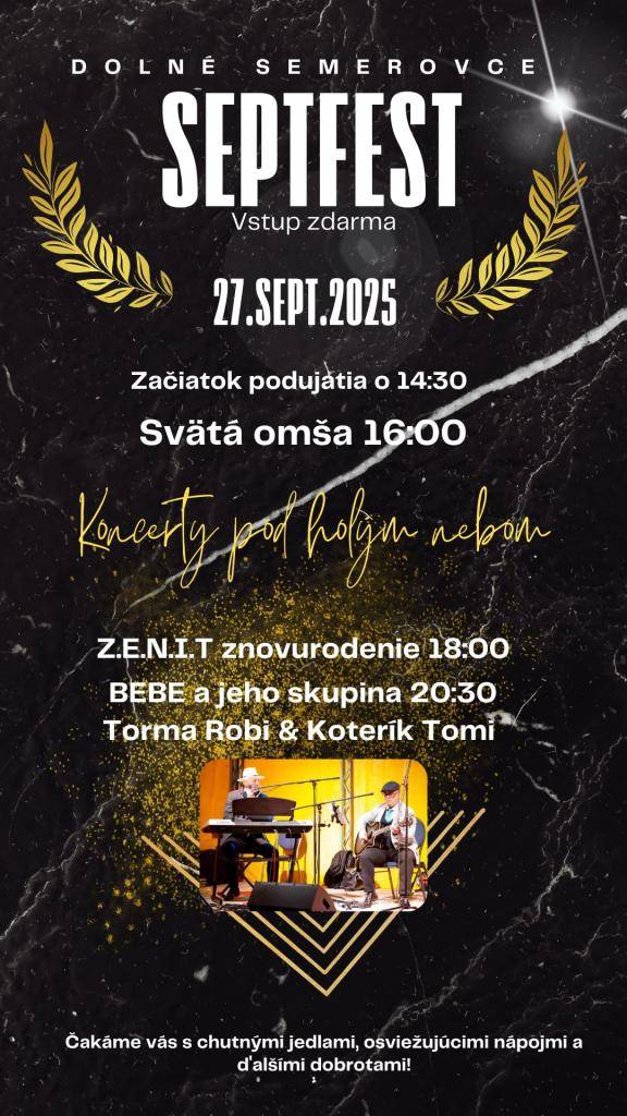Septfest Dolné Semerovce 27.9.2025 -  Szeptfest Alsószemeréd 2025.9.27