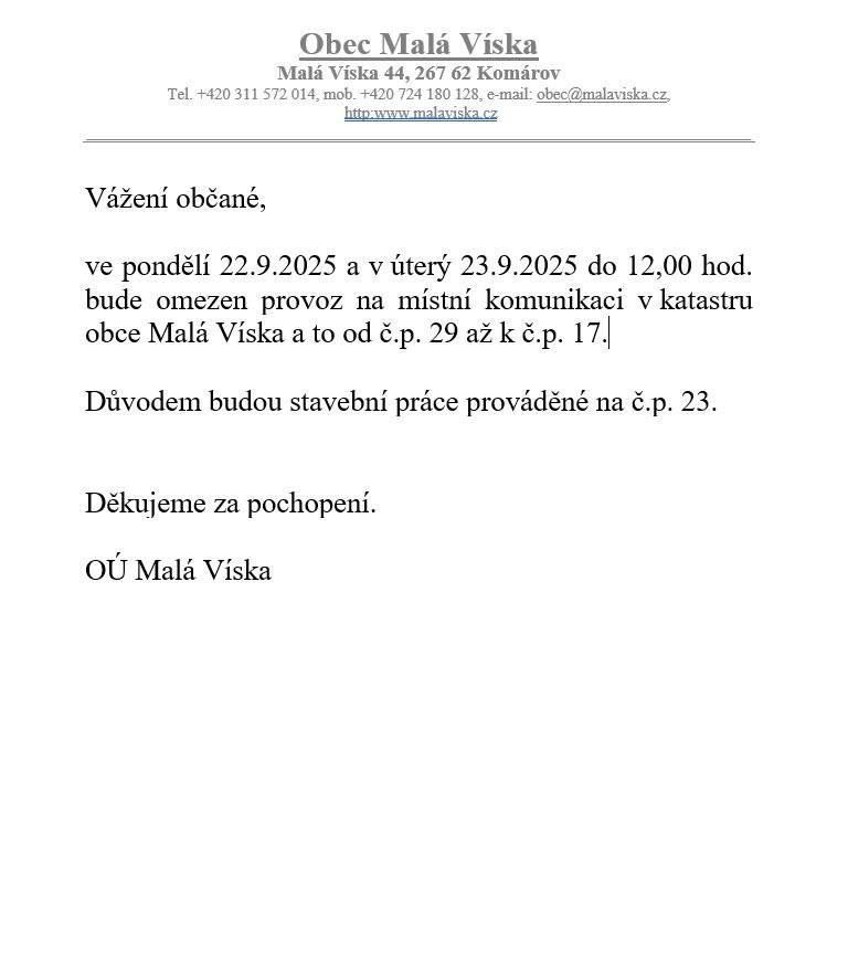 Uzavírka komunikace