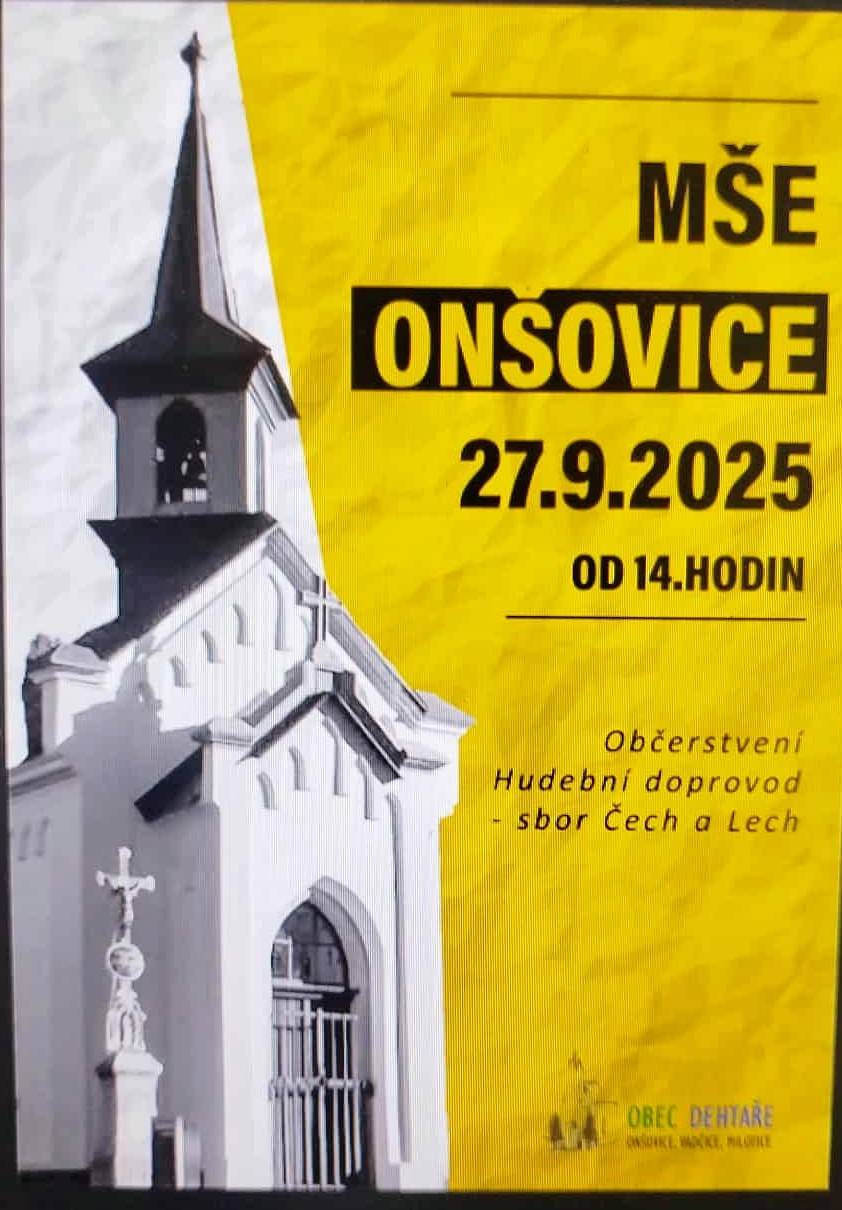 Srdečně Vás zveme na Svatováclavskou mši ke kapličce do Onšovic.  V sobotu 27/9 2025 od 14 hodin. Jelínková