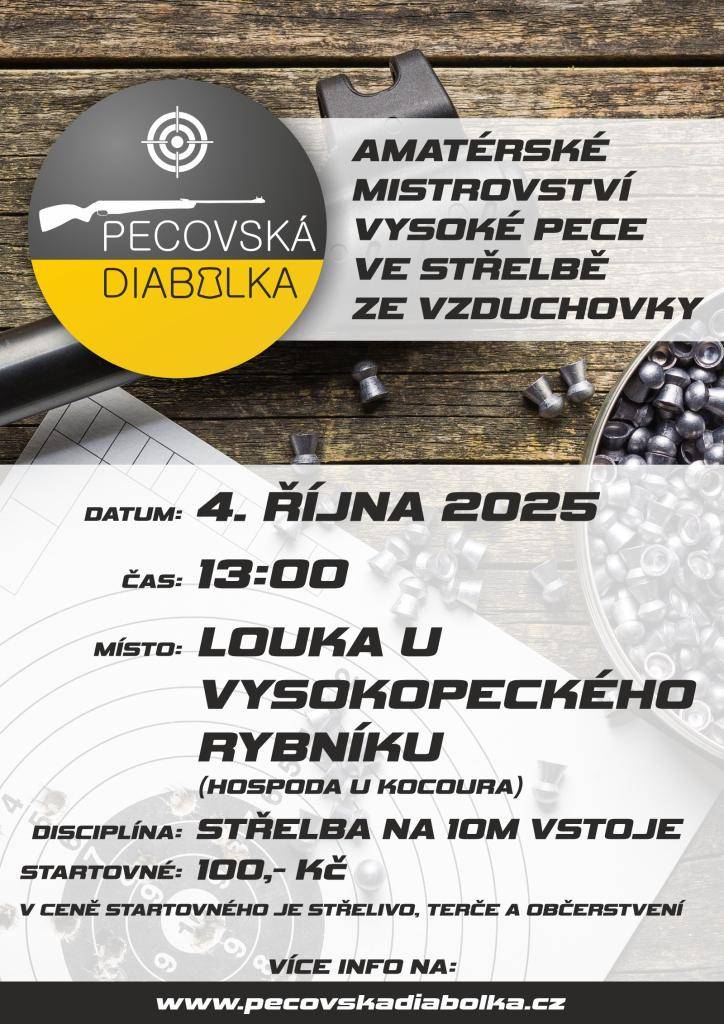 Přijďte si v sobotu 4. 10. 2025 zastřílet k Vysokopeckému rybníku. Začátek akce je ve 13:00 hod.
