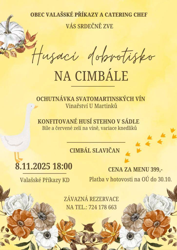 Pozvání na husí hody s cimbálovkou Slaviča