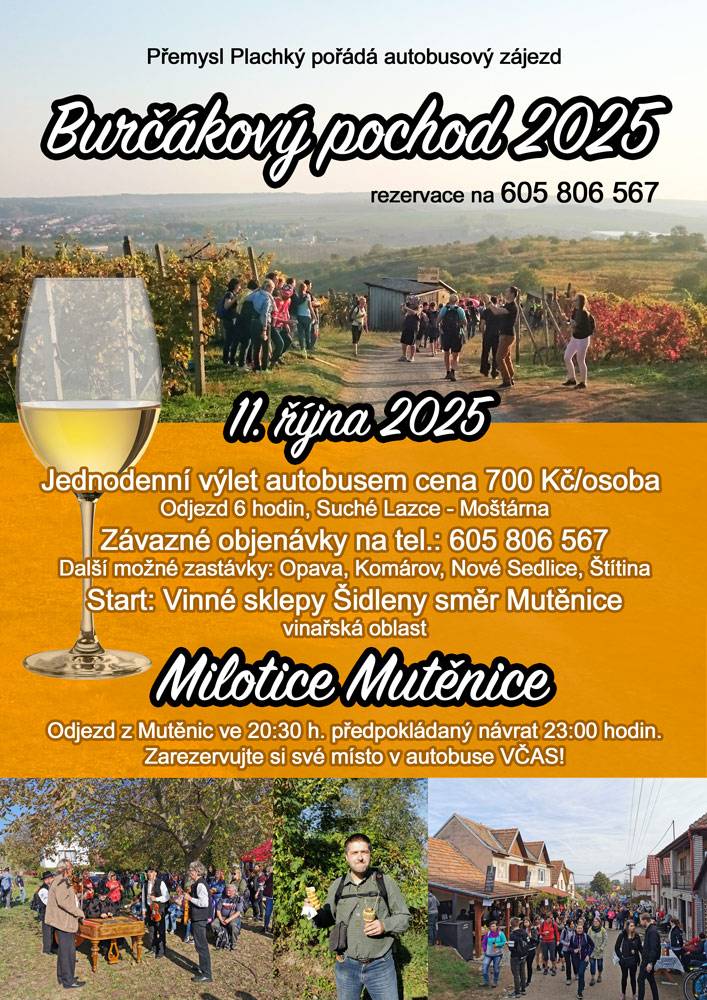 Přemysl Plachký pořádá dne 11. října jednodenní autobusový zájezd...