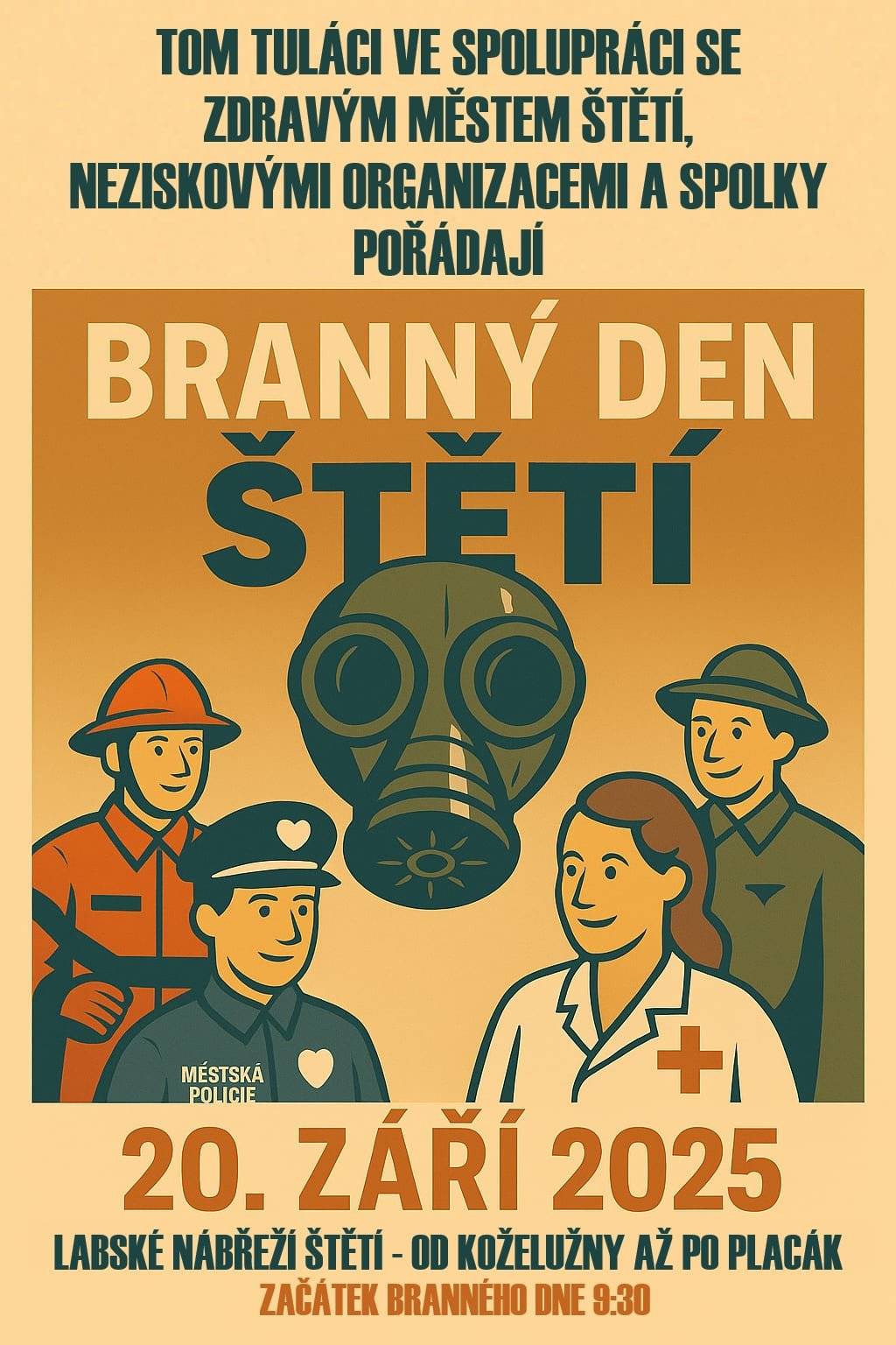 Turistický oddíl TOM Tuláci a Zdravé město Štětí zvou na akci Branný den, která se uskuteční v sobotu 20. 9. v prostoru nábřeží u Labe ve Štětí. Začátek akce v 9:30, konec akce ve 14 hodin. Další informace na facebookových stránkách oddílu TOM Tuláci. Městská knihovna Štětí zve ve středu 24. září na besedu a výstavu ilustrací Lenky Dunajové a Jaroslava Tymycha, které proběhnou od 17 hodin v Edukačním centru knihovny. Vstupné zdarma. Seniorský klub Štětí zve v pondělí 22. září na přednášku JUDr. Mackové na téma: postavení seniora ve společnosti, právní ochrana spotřebitele. Přednáška proběhne od 14 hodin v Domě s pečovatelskou službou ve Školní ulici. Městské kino ve Štětí zve. V pátek od 18 hodin na film F1. V sobotu kino promítá od 17:30 film Tony má plán a od 20 hodin Roseovi. V neděli kino hraje od 15:30 film Heidi, děvčátko z hor: Legenda o rysovi a od 17:30 film Srnky.