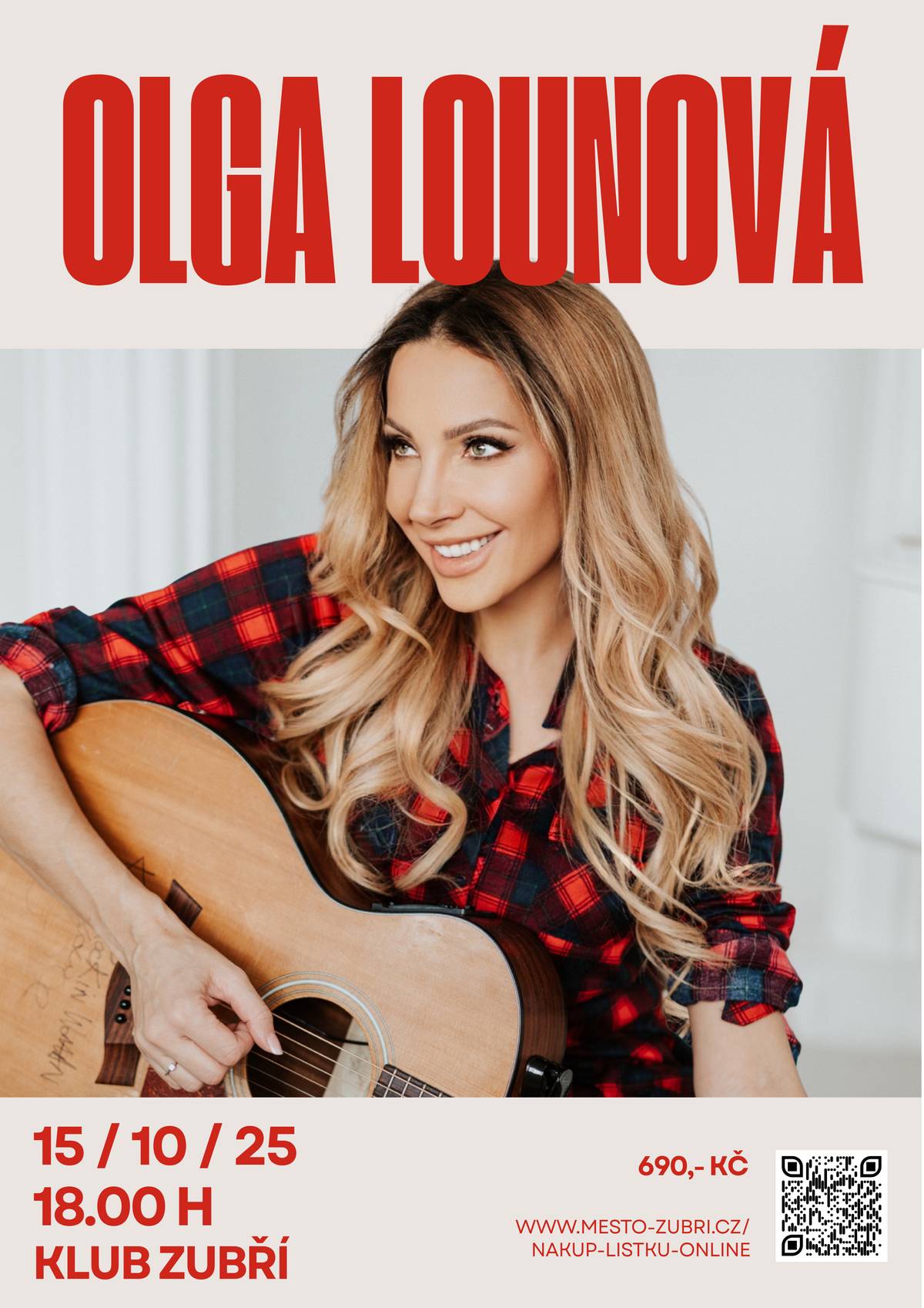 Rádi bychom Vás pozvali na koncert výjimečné zpěvačky a herečky Olgy Lounové, který se koná ve středu 15.10. v 18:00 v Klubu Zubří.Více info a vstupenky zde Online rezervace vstupenek | Město Zubří