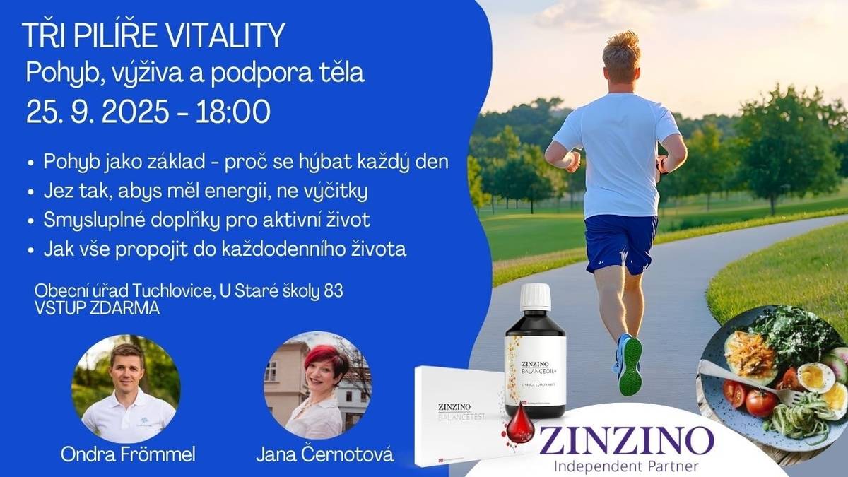 Pozvánka na zítřejší přednášku o zdravém životním stylu.