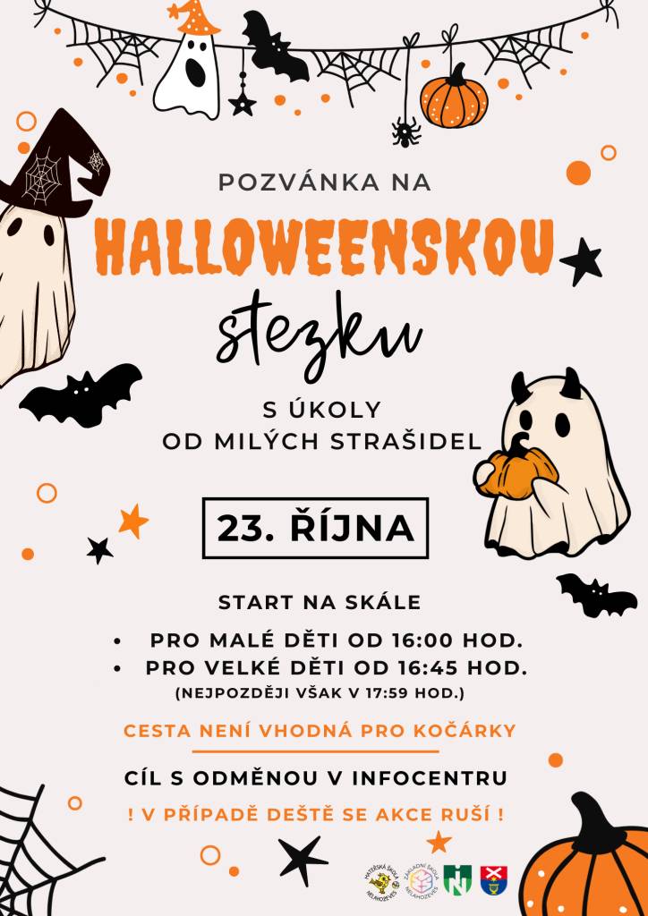 V neděli 23. října vás zveme na Halloweenskou stezku plnou úkolů a zábavy. Startujeme na Skále a v cíli čeká na děti odměna v Infocentru.