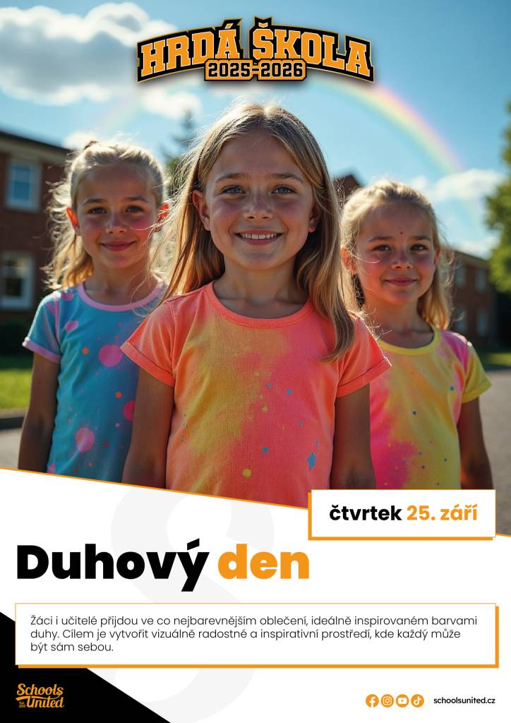 Naše škola se opět i letošní školní rok zapojuje do projektu Hrdá škola.  Letos začínáme duhovým dne, a to už ve čtvrtek 25/9.