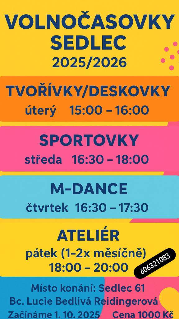 Program je nabitý aktivitami, ze kterých si každý vybere. Začínáme 1.10.2025. Více informací uvnitř článku a na přiloženém plakátu.