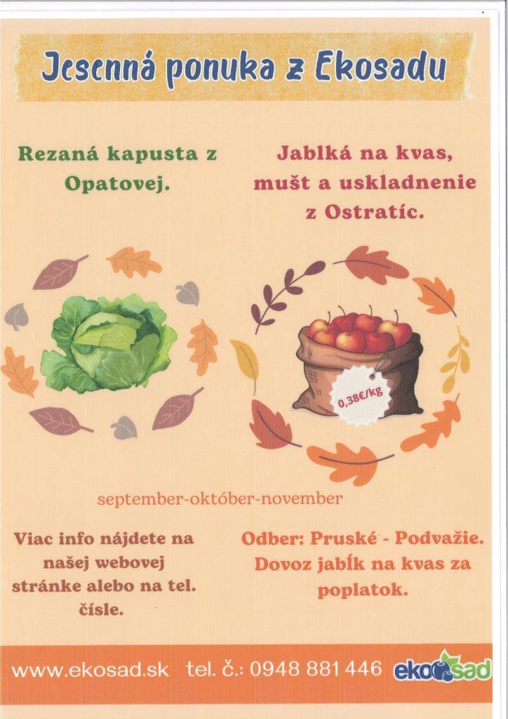 Rezaná kapusta z Opatovej, jablká na kvas, mušt a uskladnenie z Ostratíc