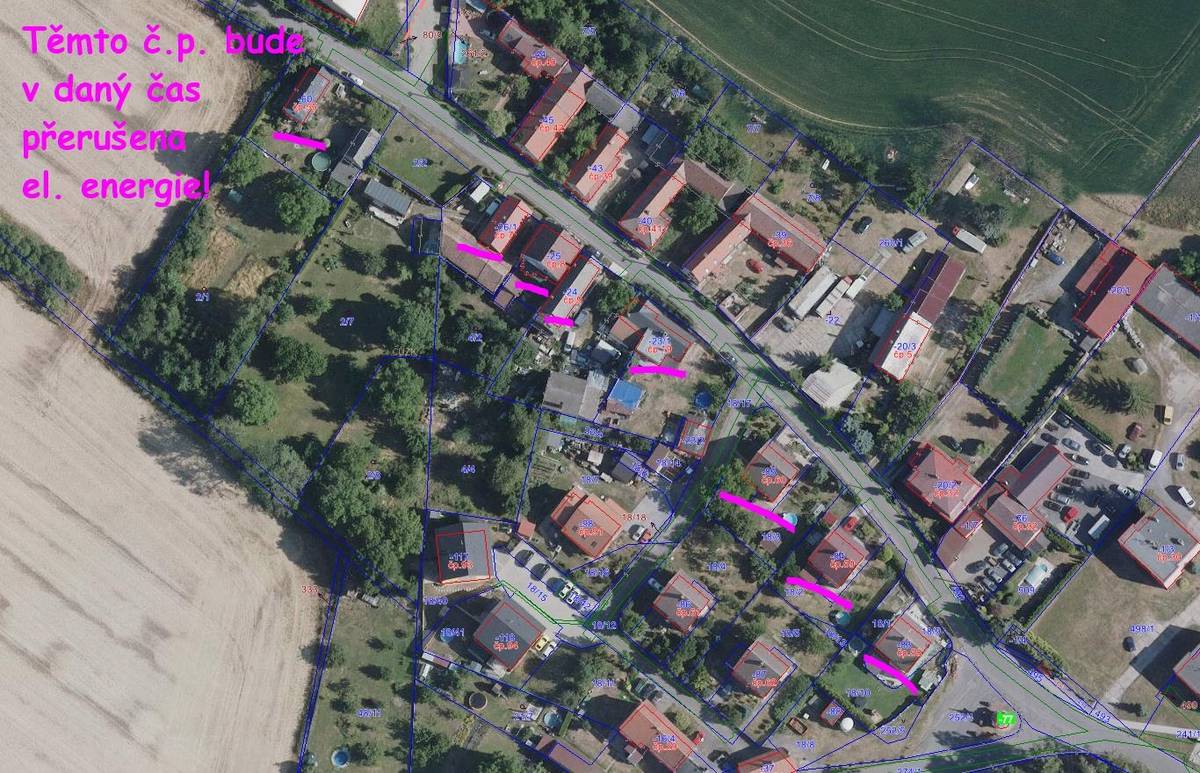 Oznámení o přerušení dodávky el. energie ve Hřivně dne 15.10.2025 od 7:30 do 16:30. Jedná se o tyto č.p.: 7, 8, 9, 19, 55, 58, 59 a 60.