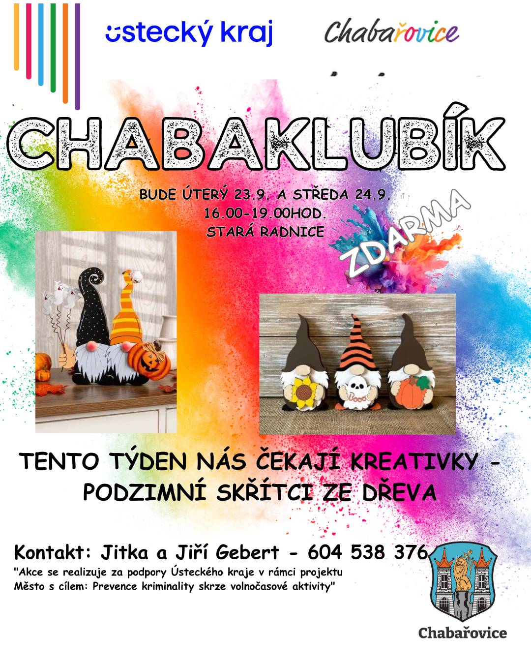 Město Chabařovice Vás srdečně zve na další termíny Chabaklubíku.