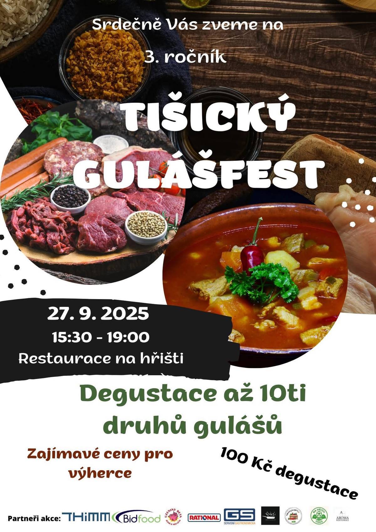 🍲🔥 TIŠICKÝ GULÁŠFEST 2025 🔥🍲 Srdečně vás zveme na 3. ročník Tišického gulášfestu! 📅 Sobota 27. září 2025 🕞 15:30 – 19:00 📍 Restaurace na hřišti 👉 Čeká vás degustace až 10 druhů gulášů 😍 👉 Zajímavé ceny pro výherce 🎁 👉 Cena degustace: 100 Kč 💵 Přijďte ochutnat, pobavit se a užít si pohodové sobotní odpoledne v Tišicích. 🍻🍴 Těšíme se na vás! 💚
