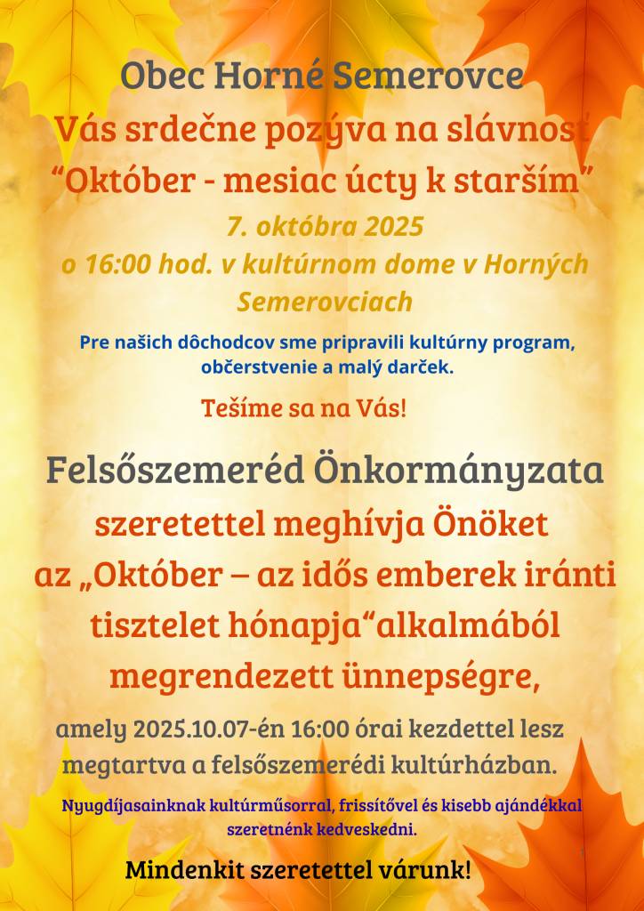 Október mesiac úcty k starším 2025