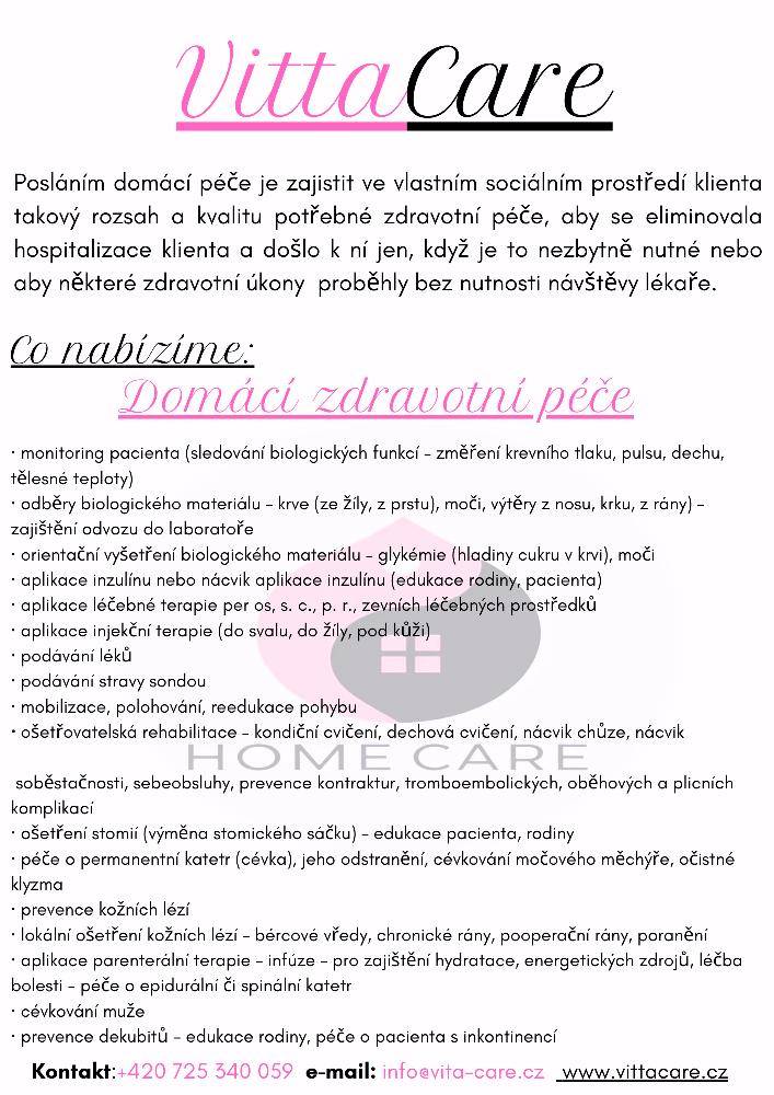 VittaCare -domácí zdravotní a ošetřovatelská péče.