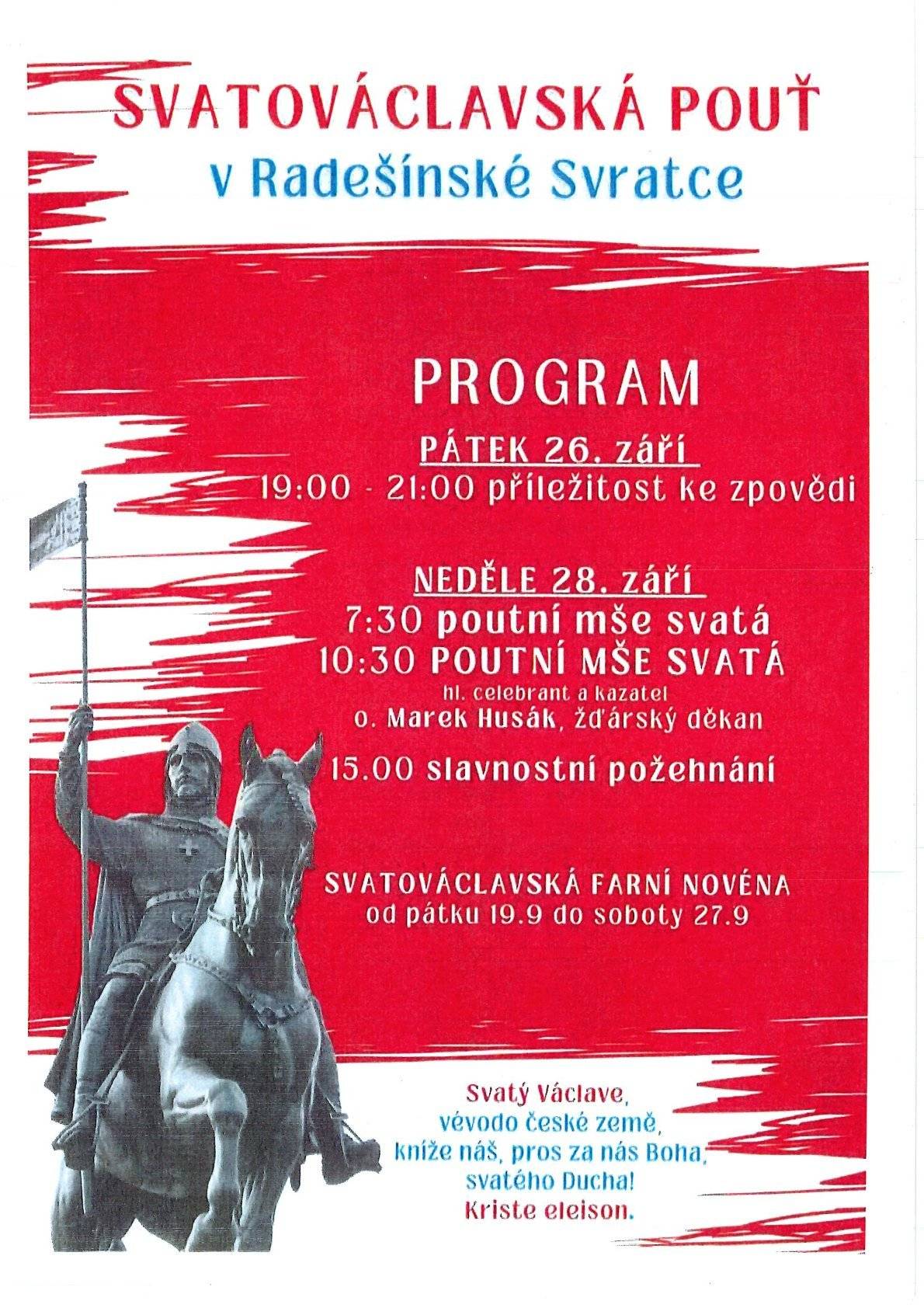 1. FK TJ Radešínská Sratka zve na fotbalové utkání: V sobotu 27.9. 0d 10:00 mladší žáci s Rozsochami, od 13:00 mladší přípravka s Roszochami a od 15:00 mladší přípravka se Žďárem "C". V neděli 28.9. od 12:30 dorost s Moravskými Budějovicemi a v 15:30 muži "A" s Měřínem "B". 2. SDH Radešínská Svratka srdečně zve na pouťovou zábavu v sobotu 27.9. od 21:00 v KD.
