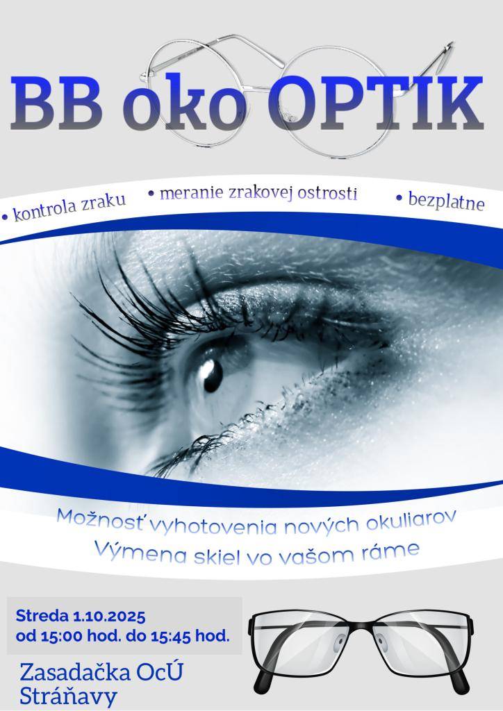 V prípade záujmu je možnosť vyhotovenia nových okuliarov alebo vymeniť sklá vo vašom ráme. Svoje okuliare si prineste pre porovnanie zo sebou.