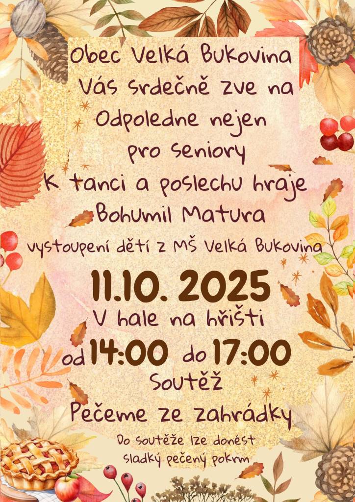 Všichni jste srdečně zváni, přijďte si poklábosit, zasoutěžit, poslechnout muziku či zatančit a užít si pohodové odpoledne, budeme se těšit.