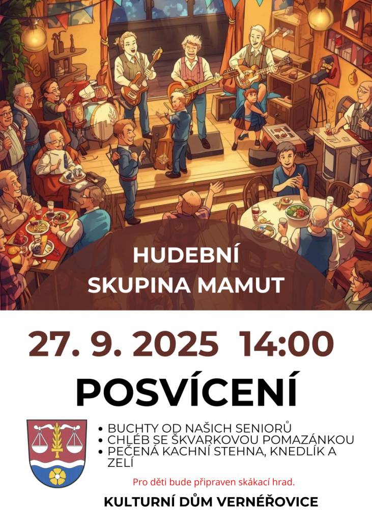 Posvícení ve Vernéřovicích bude v sobotu 27.září 2025.  Začátek je ve 14 hodin v KD.