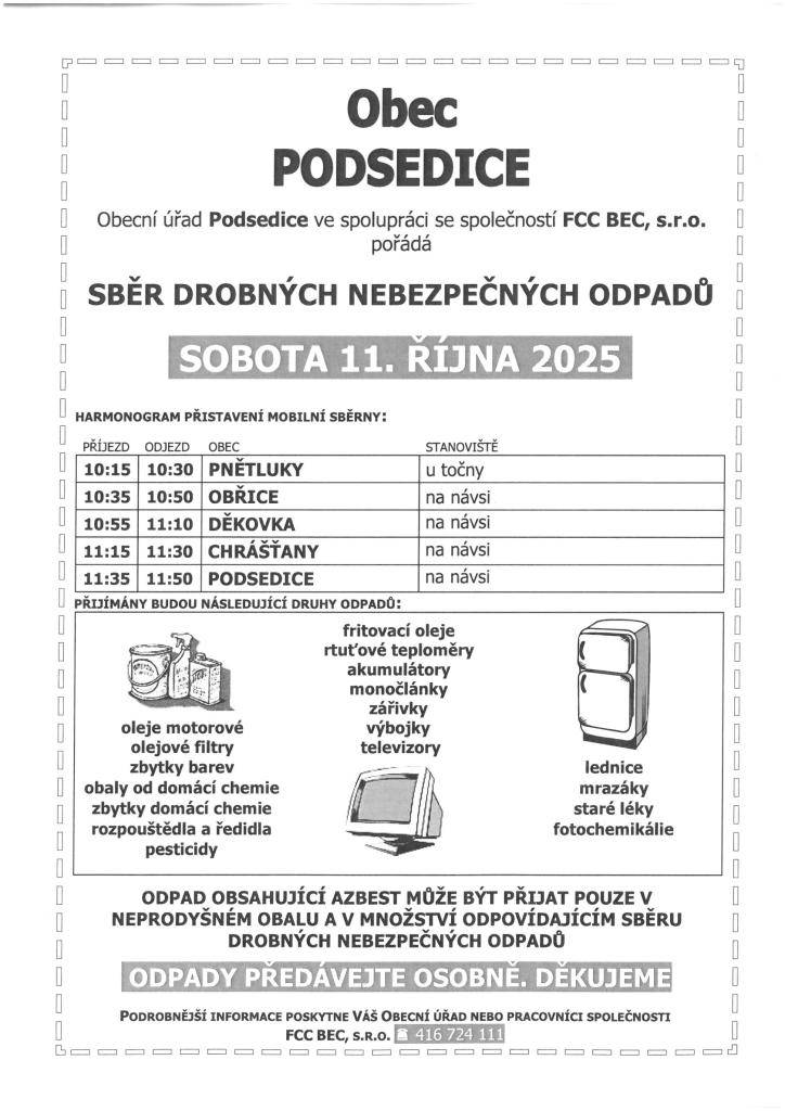 sběr drobných nebezpečných odpadů