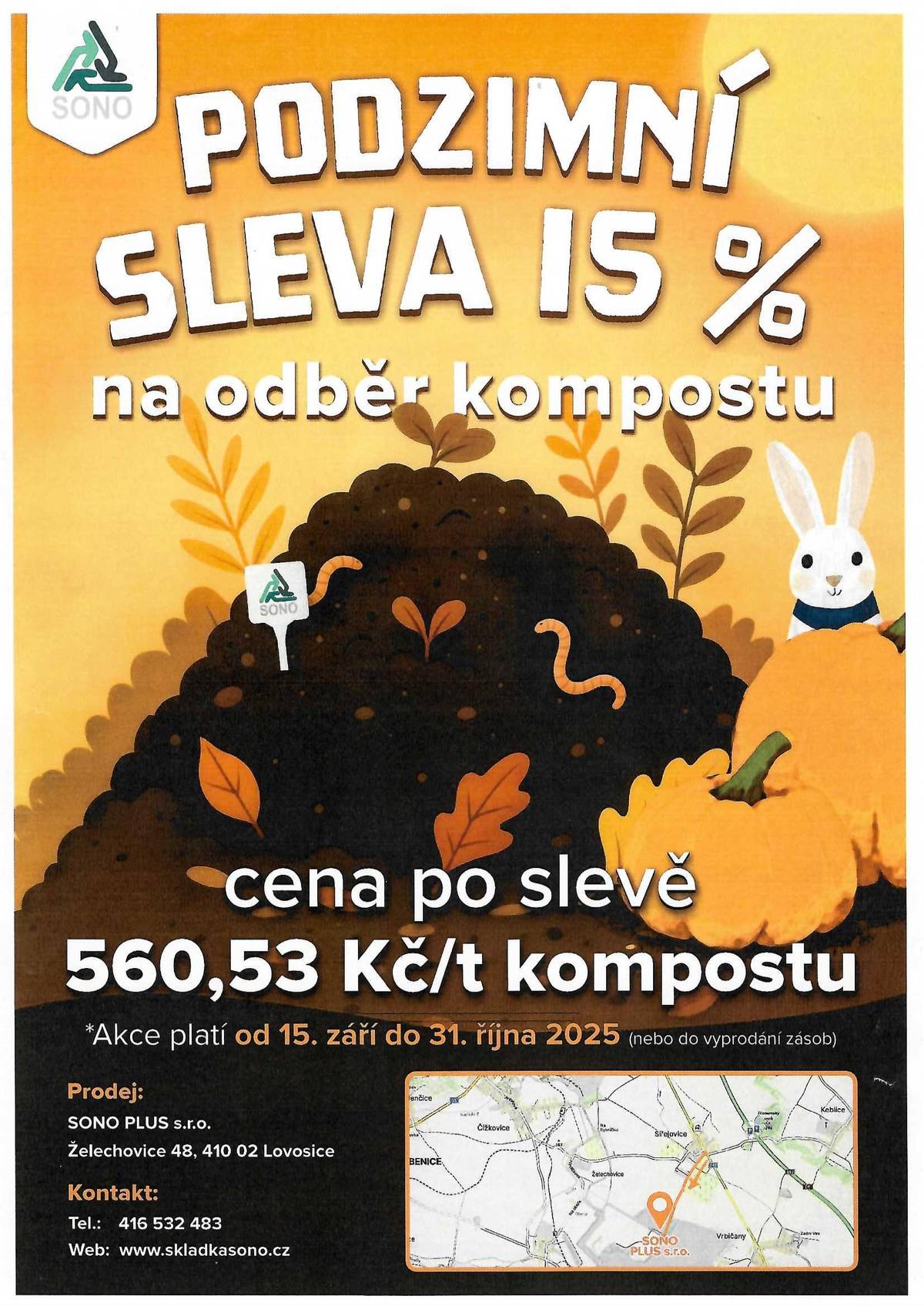 Cena po slevě 560,53 Kč/t kompostu