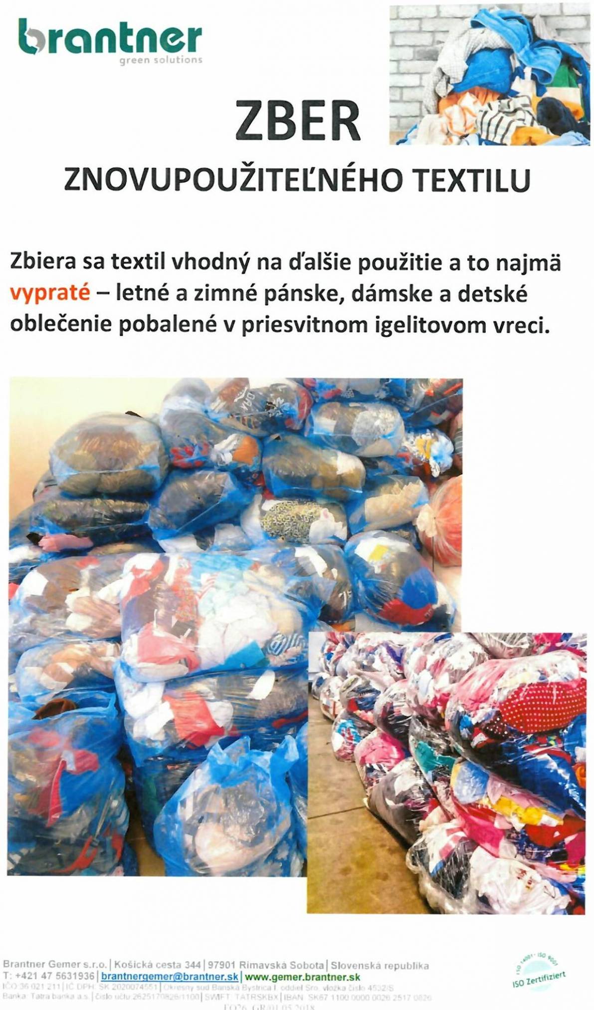 Zber znovupoužiteľného textilu dňa 02. 10. 2025