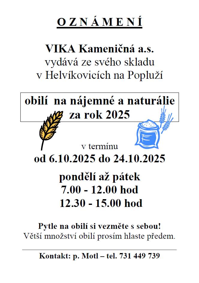 obilí na nájemné a naturálie za rok 2025